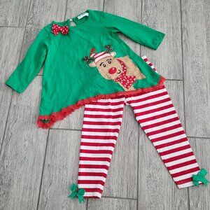 Rare Editions Toddler Girls Christmas Reindeer Tunic & Leggings Set Size 2T